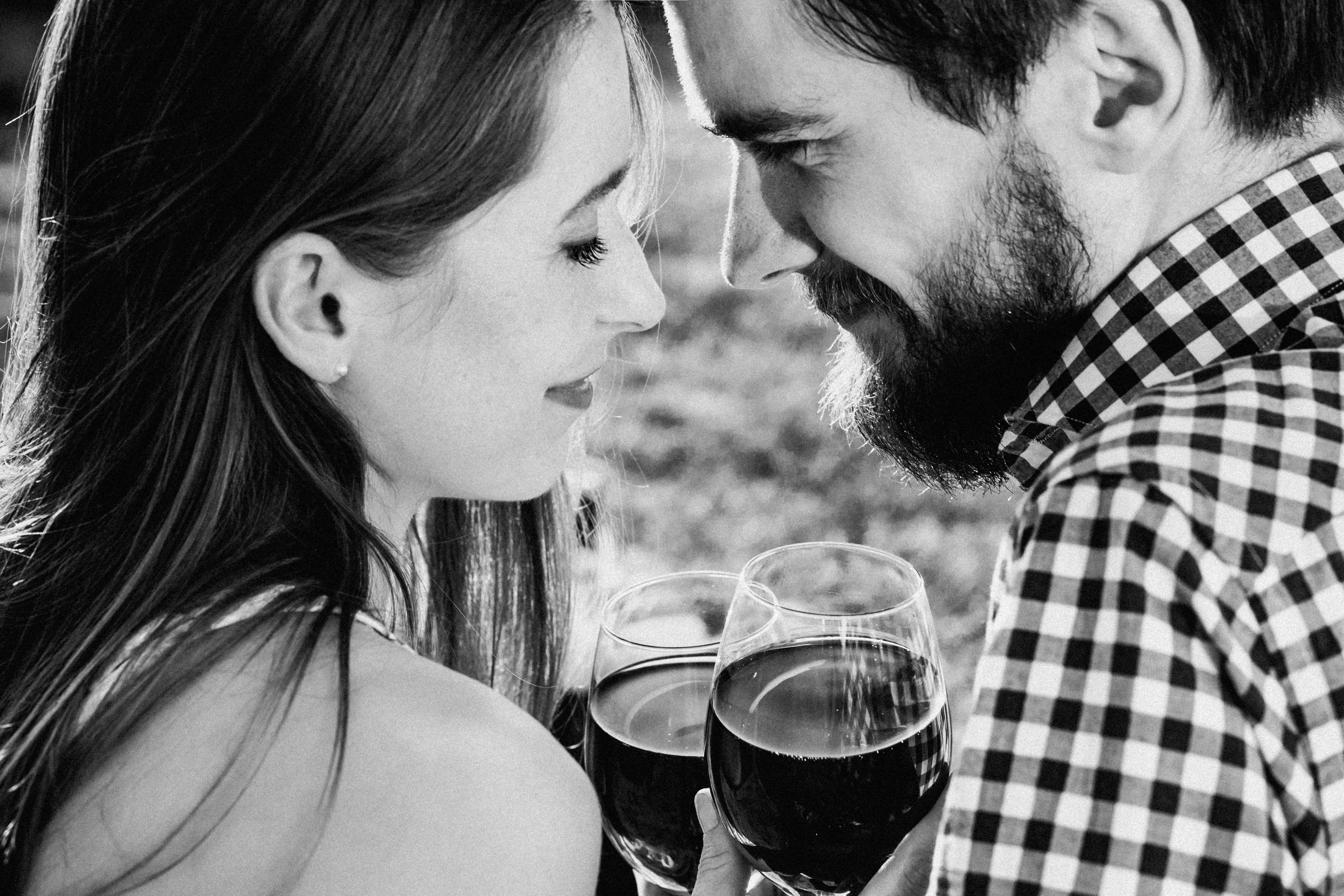 Couple on a date drinking wine