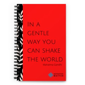 Spiral notebook with Gandhi quote