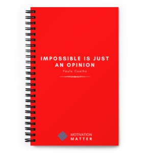 Spiral notebook with Paul Coelho quote