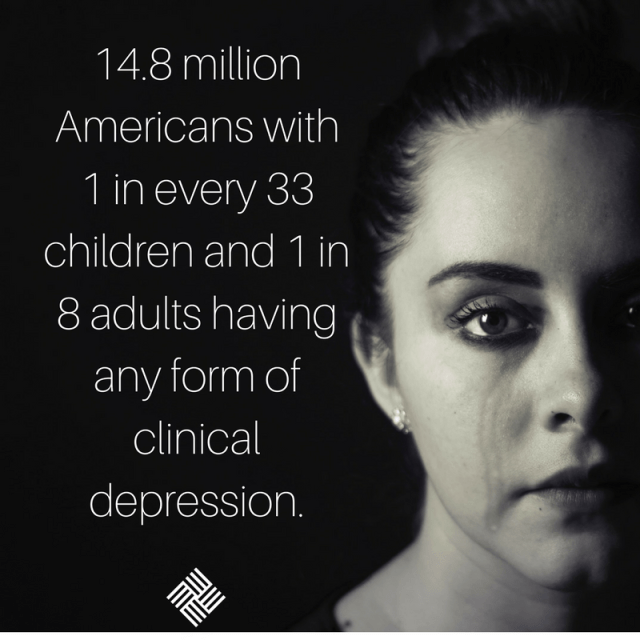 depressed woman portrait with depression statistics